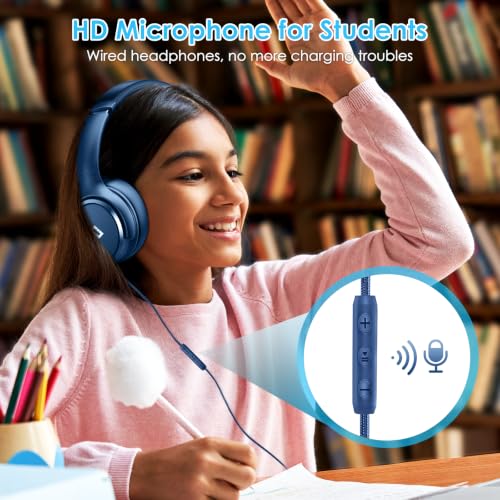 Active Noise Cancelling Headphones USB C Headphones Wired Over Ear-Blue - color: Dark blue