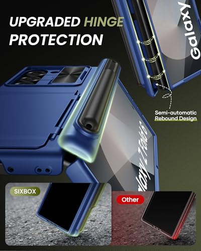 for Samsung Galaxy Z Fold 6 Case, Card Holder & S Pen Holder, Blue - color: Blue-P
