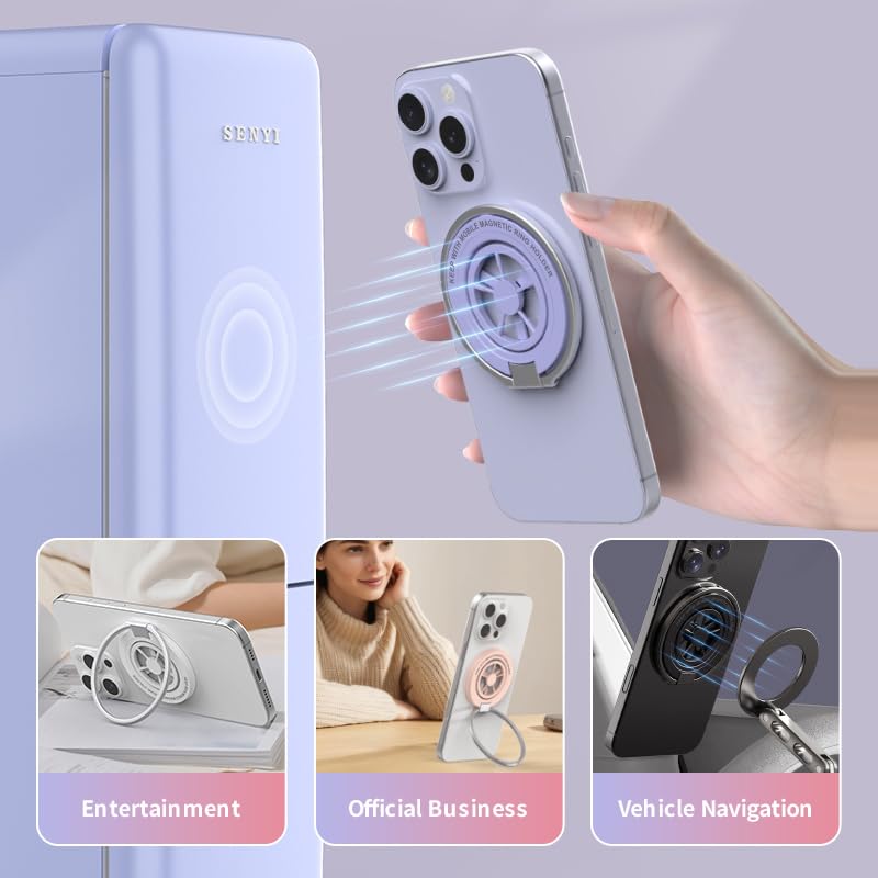 Magnetic Phone Ring Holder for MagSafe, Aesthetic Fidget Spinner Phone Grip - color: Purple