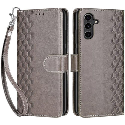 Wallet Case for Samsung Galaxy S24 Plus 6.7 inch, Gray Cube | Women Flip Folio Cover, Embossed PU Leather, Stand, Credit Card Holders Slots, Wrist Strap - color: 2