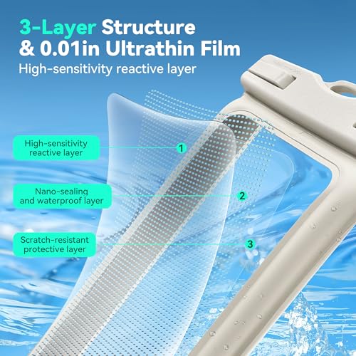 Floating Waterproof Phone Pouch 2 Pack - Dual Floatable Airbags Up to 7.2", IPX8 Waterproof Phone Dry Bag with Lanyard for Beach, for iPhone 17 16 15 Samsung Galaxy Etc., White + White - color: White + White