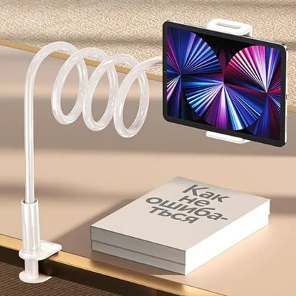Gooseneck Tablet Holder for Bed and Desk, 360° Adjustable Overhead Mount with Clamp for Phone, Pad, Ereader, Recording, Reading, Filming – Lazy Arm Stand for 7.9"–10" Devices