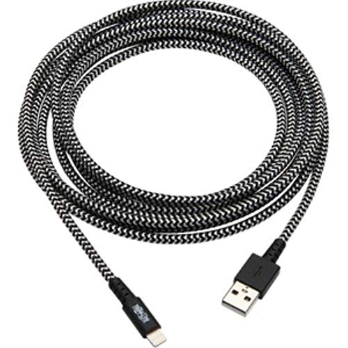 Tripp Lite Braided Lightning Cable – Lightning to USB Cable (M/Apple Certified Lightning Cable, Charge/Sync, 10 ft, Aramid Fiber, Grey, 2-Year Warranty (M100-010-HD)