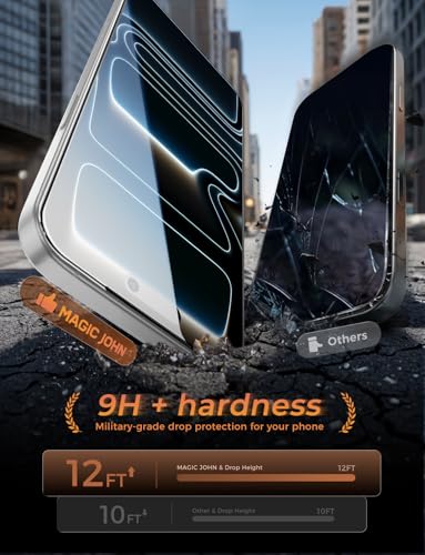 MAGIC JOHN 3rd Gen for iPhone 17 Pro Screen Protector, Easy Installation | 2 Pack Shatterproof Tempered Glass, 6.3 Inch Auto Dust-Elimination, Bubble Free, HD Clear - size: iPhone 17 Pro 6.3inch