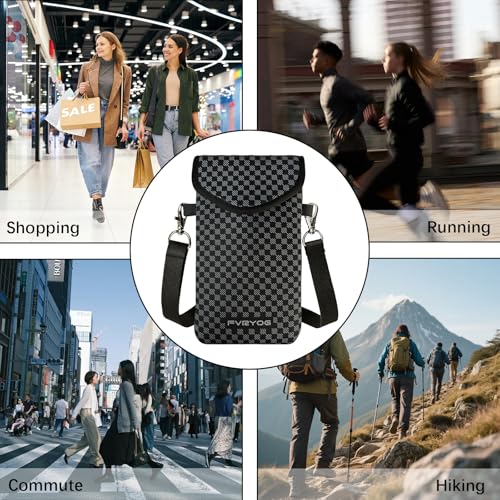 Neoprene Phone Sleeve Pouch Case Bag for Men Women w/Crossbody Strap/Neck Lanyard for iPhone 17/16/15/14 Pro Max, Samsung S25，Pixel 10 - color: Dark Gray Textured