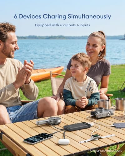 charmast Portable Charger Fast Charging,Built-in 4 Cables,6 Outs & 4 Inputs - color: Black