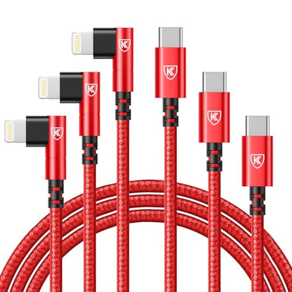 90 Degree USB C to Lightning Cable 10FT iPhone Charger[Apple MFi Certified] - color: Red, size: 10FT, style: USB C to Lightning