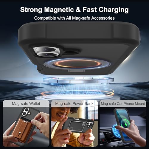 Compatible with iPhone 16 Case with Stand 6.1",Black - color: Black, size: Iphone 16