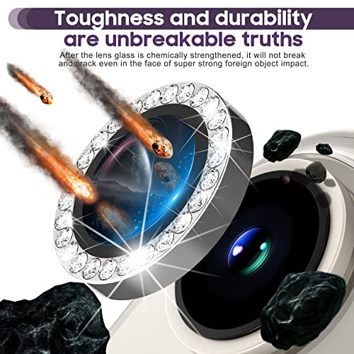 Suoman for iPhone 14 6.1 inch / 14 Plus 6.7 inch Camera Lens Protector, 9H Tempered Glass Film, [Does not Affect Night Shots] Metal Frosted Diamonds Independent Protective Cover - Diamond Silver ﻿ - color: Diamond Silver