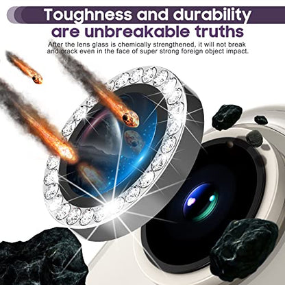 Suoman for iPhone 14 6.1 inch / 14 Plus 6.7 inch Camera Lens Protector, 9H Tempered Glass Film, [Does not Affect Night Shots] Metal Frosted Diamonds Independent Protective Cover - Diamond Silver ﻿ - color: Diamond Silver
