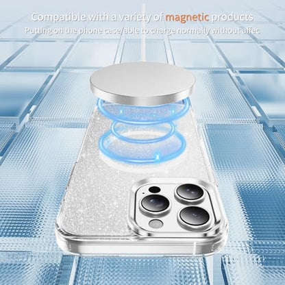 LEMAXELERS Cute Clear Sparkly for iPhone 14 Pro Magnetic Case -Clear SF | Glitter Anti-Yellowing Slim TPU Bumper Compatible with Magsafe Shockproof Protective Transparent Cover - color: Clear, size: iPhone 14 Pro