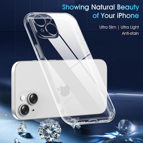 Clear Case for iPhone 13,[Not-Yellowing][Military Drop Protection] Soft Shockproof Transparent Phone Case, Ultra Slim & Thin Protective Case for iPhone 13-6.1"(Clear) - size: for iPhone 13