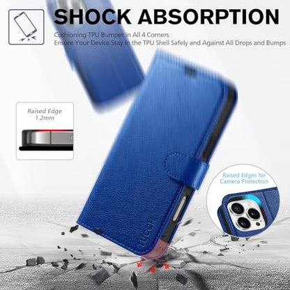 TUCCH Wallet Case for iPhone 16 Pro Max (6.9"), 4 Card Slots, Klein Blue | RFID Blocking, Viewing Stand, Shockproof TPU Shell, PU Leather, Magnetic Closure, Protective Folio Flip Cover - color: Textured Klein Blue