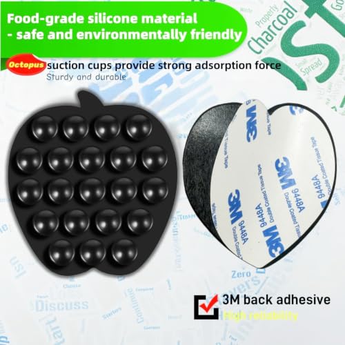 CIEO SuctionPhone Grip, Strong Silicone Suction,Strawberry Sticky Grip,Suitable for Selfies and Videos on Mirrors, Bathrooms and Smooth Surfaces, Compatible with iPhone (Apple Black) - color: Apple Black