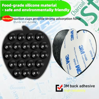 CIEO SuctionPhone Grip, Strong Silicone Suction,Strawberry Sticky Grip,Suitable for Selfies and Videos on Mirrors, Bathrooms and Smooth Surfaces, Compatible with iPhone (Apple Black) - color: Apple Black