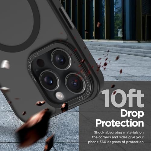 Magnetic Designed for iPhone 16 Pro Case 6.3" 2024, Black | [Compatible with Magsafe] [with Wallet & Card Holder] [Military Drop Protection] Slim Translucent Matte Phone Case - color: Black, size: iPhone 16 Pro