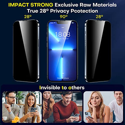 ImpactStrong Anti-Spy Privacy Screen Protector for iPhone 14 Plus/iPhone 13 Pro Max (6.7-Inch), 9H Tempered Glass, Shatter-Resistant, Anti-Scratch, Easy Install Kit, Case Friendly, 2-Pack - size: iPhone 14 Plus/13 Pro Max