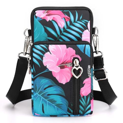 Small Crossbody Bag for Women - Mini Phone Purses with Crossbody Strap and Wallet - Nylon Arm Bag - color: B-amaryllis