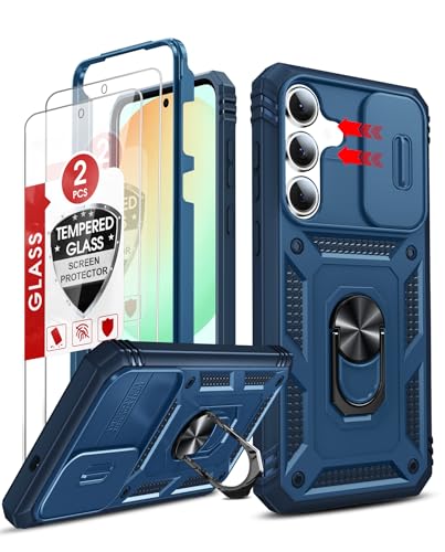LeYi for Samsung Galaxy S25-FE Case: Samsung S25 FE Cover with Galaxy S25 FE Screen Protector Tempered Glass X 2, Galaxy S25 FE Phone Case, Kickstand Heavy Duty Shockproof para Cell Case S 25FE, Blue - color: Blue, size: Galaxy S25 Fe (6.7'')