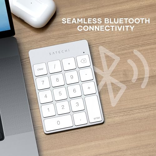 Satechi Slim Aluminum Bluetooth Keypad, USB-C Rechargeable, Silver - color: Silver, size: USB-C
