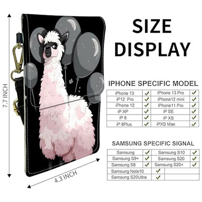 for Women Cell Phone Purse,with Touchscreen Cell Phone Purse,PU Leather Shoulder Bag Waterproof Phone Wallet Case with Clear Touch Screen Window up to 6.7 inch Smartphone, - color: Black and White Alpacas-247