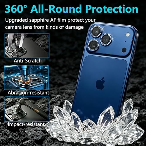 KLEVCOOZ for iPhone 17 Pro/iPhone 17 Pro Max Camera Lens Protector Bling