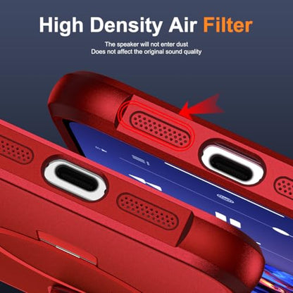 SKYLMW Compatible with iPhone 15 Case with Stand,Red | iPhone 15 Phone Case 6.1",Magnetic Ring Stand,Compatible with MagSafe,Military-Grade Protection,Great Grip Feeling - color: Red, size: Iphone 15