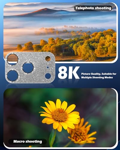 imluckies Compatible with iPhone 17 Pro Max Camera Lens Protector Bling, Ultra HD Tempered Glass Shiny Diamond Camera Plate Sparkle Screen Protection, 9H Anti-Scratch & Easy Install, Glitter Gray - size: 17promax 6.9" Glitter Gray