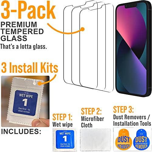 Scooch® Tempered Glass Multipack for iPhone 13 Mini, 3 Screen Protectors and 2 Camera Lens Protectors, Premium 9H Tempered Glass, Anti-Scratch, Anti-Fingerprint, Impact Resistant - size: iPhone 13 Mini