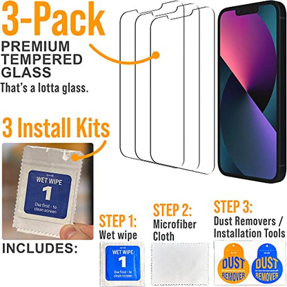 Scooch® Tempered Glass Multipack for iPhone 13 Mini, 3 Screen Protectors and 2 Camera Lens Protectors, Premium 9H Tempered Glass, Anti-Scratch, Anti-Fingerprint, Impact Resistant - size: iPhone 13 Mini