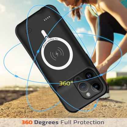 Battery Case for iPhone 14 Pro, Upgraded 10000mAh Rechargeable Portable Extended Battery Pack Support Qi Wireless Charging Case Compatible with iPhone 14 Pro (6.1 inch) Charger Case & Carplay (Black) - size: iPhone 14 Pro