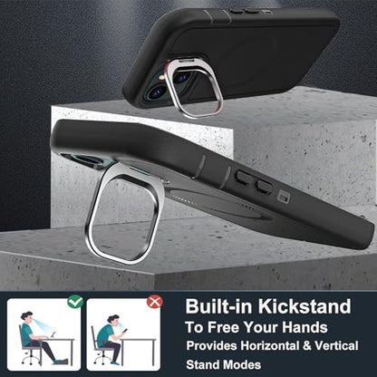 YKHJKLEC for iPhone 13/14 Case, Military Grade 3 in 1 Heavy Duty Shockproof/Drop Proof/Dust Proof with Kickstand Case, with 2 x Tempered Glass Screen Protector (ZJ-Black/Black) - color: ZJ-Black/Black