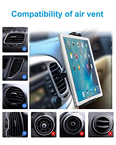 Tablet Mount for Car Vent, [Super Stable & Easy] Car Air Vent Tablet Holder with 360° Adjustable Clip, Compatible with iPad Pro, Air, Mini, iPhone, Galaxy Tabs, Z Fold, Fire HD, 4.7-13" Devices