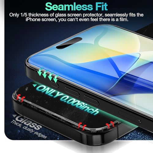 3 Pack for iPhone 16 Screen Protector Film (NOT Glass), Ultra-Thin Flexible Hydrogel Film Screen Protector for iPhone 16 Plus with [Easy Installation Tray], Non-breakable - size: iPhone 16