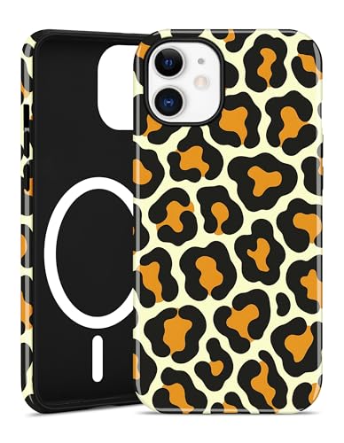 Jusy Magnetic Cheetah Phone Case for iPhone 16 Pro Max,Yellow Leopard | Compatible with MagSafe,Cute Aesthetic Tortoise Shell Design,TPU and PC Protective Shockproof Cover - color: Yellow Leopard