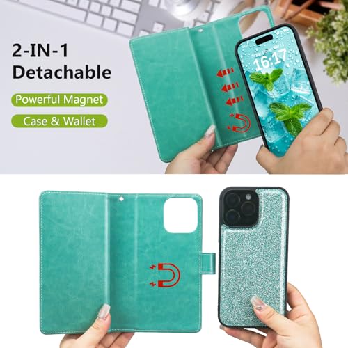 Varikke for iPhone 13 Pro Max Case Wallet Magnetic Detachable, Mint Green - color: (Standard) Mint, size: iPhone 13 Pro Max 6.7"