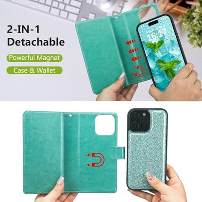 Varikke for iPhone 13 Pro Max Case Wallet Magnetic Detachable, Mint Green - color: (Standard) Mint, size: iPhone 13 Pro Max 6.7"
