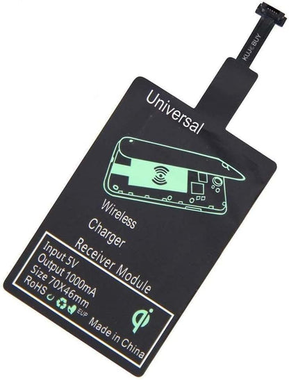Universal Micro-USB Type A Qi Wireless Charging Receiver Patch Module Chip for Android - Fast Speed & Slim Wireless Charger Receiver - Wireless Charging Adapter Compatible with All Android Smartphones
