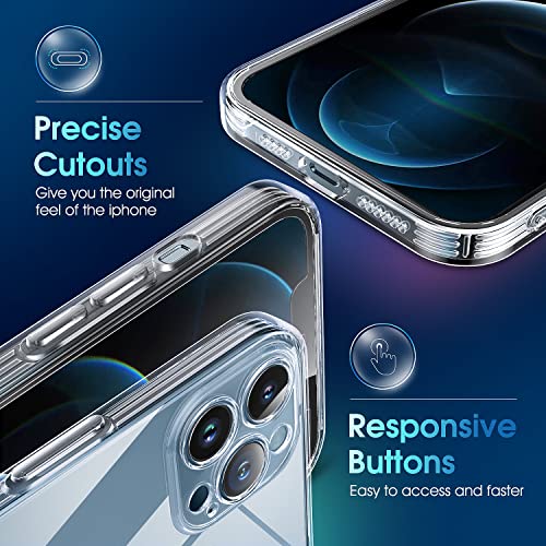 Supdeal Crystal Clear Case for iPhone 12 Pro, [Not Yellowing] [Camera Protection] [Military Grade Drop Tested] Transparent Shockproof Protective Phone Case Soft Silicone Slim Cover, 6.1", Transparent - color: Transparent, size: iPhone 12 Pro