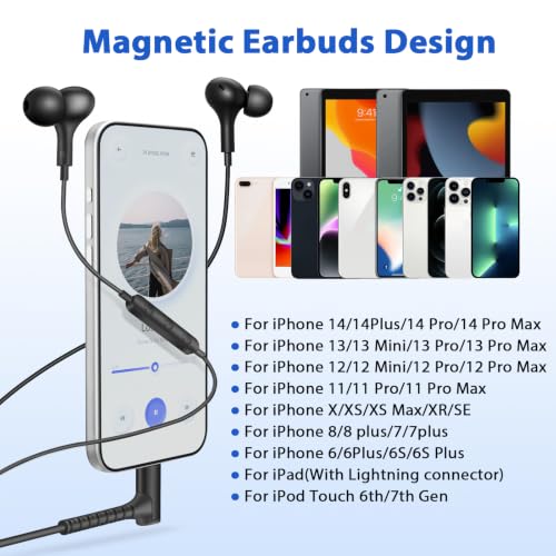 iMangoo for Apple MFi-Certified Lightning Wired Earbuds Headphones with Mic - color: Black