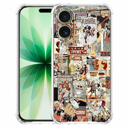 Case for iPhone 17 with Superhero Design,Cartoon Comic Pop Culture Art Collage,Clear Soft TPU Bumper Phone Cover,6.3"(Hero,17) - color: Hero, size: iPhone 17
