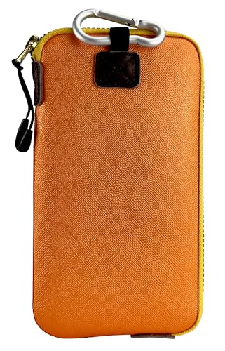 OneJoy Neoprene Phone Pouch, Lightweight Protective Cellphone Sleeve with Large Zipper Opening, Inner Pocket, Thermal Insulated, Durable Cell Phone Carrier for iPhone & Smartphones [ Orange ] - color: Orange