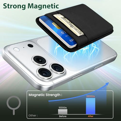 takyu Wallet Compatible with Magsafe, Stretchy Fabric 2600Gs Secure Magnetic Strength Minimalist Wallet Phone Credit Card Holder Compatible with iPhone 17 16 15 14 13 12 Magnet Case Black - color: Black