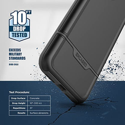ENCASED Shockproof Case Compatible with iPhone 14 - Ultra Protective Heavy Duty Phone Cover, Rebel Series (Black) - color: Black, size: iPhone 14