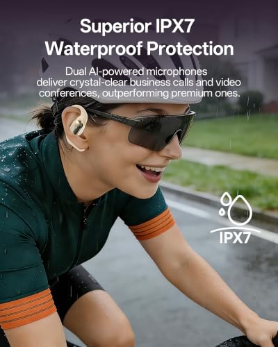 Open Ear Headphones, Over Ear Earbuds with Ear Hooks, True Wireless Bluetooth 6.0 Earphones with Mics, Stereo Sound, Ultra-Comfort, 60H Playtime, IPX7 Waterproof Ear Buds for Running Workout - color: Paint White