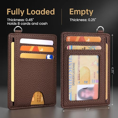 Mayski Slim Wallet, Credit Card Holder for Women, Minimalist Front Pocket RFID Blocking Card Cases, Small Wallet Women Men(Lichee Coffee) - color: Lichee Coffee