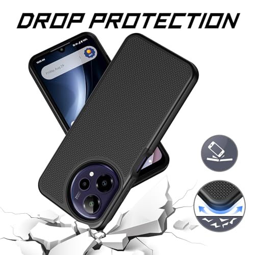 for Cricket Icon Plus 2026 (Plus Version Only) /AT&T Verge 2 Case with Tempered Glass Screen Protector,Dual Layer Heavy Duty Shockproof Protection (Black) - color: Black