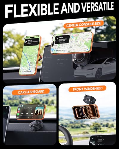 Meifigno for Magsafe Car Mount, [Metal Alloy Arm] Strongest Vacuum Suction & Magnetic Phone Holders for Your Car, Adjustable Car Phone Mount, Car Accessories for iPhone 17 16 15 14 13 12& Android