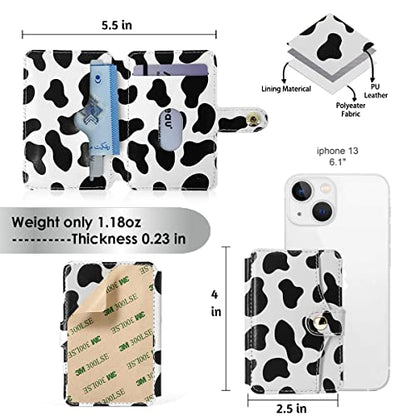 Phone Card Holder, Phone Wallet Stick on with Snap Closure Adhesive - color: Cow Print
