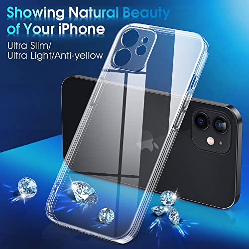 Supdeal Crystal Clear Case for iPhone 12 Mini, [Not Yellowing] [Camera Protection] [Military Grade Drop Tested] Transparent Shockproof Protective Phone Case Soft Silicone Slim Cover, 5.4", Transparent - color: Transparent, size: iPhone 12 Mini